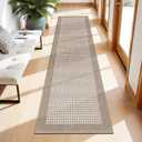 Ileading Beige Runner Rugs for Hallway 2'x8' Non Slip Farmhouse Long Kitchen Floor Mats with Rubber Backing Absorbable Throw Rugs Machine Washable Indoor Decor Carpet for Corridor Petmat Entryway