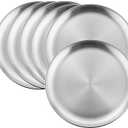 HaWare 6-Piece 18/8 Stainless Steel Plates, Metal 304 Dinner Dishes for Kids Toddlers Children, 10 Inches Feeding Serving Camping Plates, Reusable and Dishwasher Safe (6 Pieces)