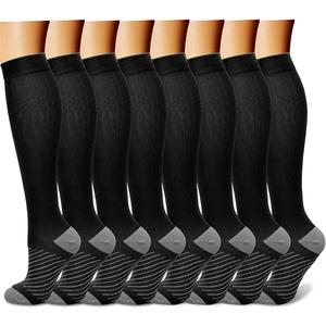 CHARMKING Compression Socks for Women & Men Circulation (8 Pairs) 15-20 mmHg is Best Support for Athletic Running,Cycling (Large-X-Large, 11 Black/Black/Black/Black/Grey)