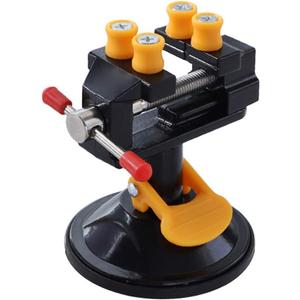 Yakamoz Universal Mini Suction Vise Clamp 360 Degrees Drill Press Vise Table Bench Vice with Suction Base for DIY Hobby Jewelry Watch Repairing Nuclear Sculpture Craft Carving Clip On Tool