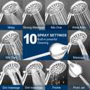Shower Head Handheld with All Metal Showerhead Holder and Extra Long Hose 6 ft. 10 Spray Mode High Pressure Built-in Power Wash Hand Held Showerhead, Handheld Shower sprayer Premium Chrome 2.5 GPM