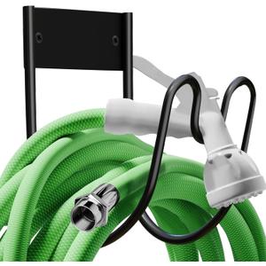 Proium Metal Garden Hose Holder - Wall Mounted Garden Hose Hook, Hose Hanger Heavy Duty for Water Hose Extension Cords Vacuum Hose,Rust Proof (Black)