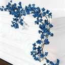 Syhood Christmas Berry String Garland with Lights Thanksgiving Artificial Lighted Garland for Xmas Winter Tree Decor Home Office Fireplace Mantel Decoration Holiday Valentines, 6 ft(Royal Blue, 1 Pcs)