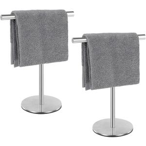 T-Shape Hand Towel Holder - Standing Hand Towel Rack for Bathroom or Kitchen Countertops, with SUS304 Stainless Steel Brushed Finish, Minimalist Style2 Pack