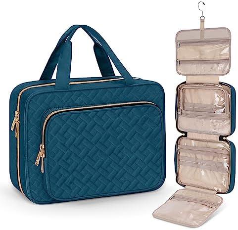Wedama Toiletry Bag for Women, Large Cosmetic Travel Bag, Hanging Toiletry Bag for Bathroom, Thickened PVC Waterproof Makeup Bag, Toiletries Bag for Travel Business Trips and Camping, Dark Blue