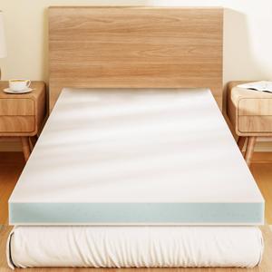 3 Inch Memory Foam Mattress Topper,Cot Size Foam Bed, Mattress Topper for Back Pain, Cooling Gel Bed Topper for Sleeper Sofa, Dorm, RV,Camper,75"*30",White , 