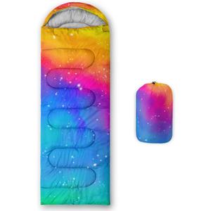 QOOMO Camping Sleeping Bags,3 Season Warm & Cool Weather,Lightweight,Waterproof Sleeping Bags for Adults & Kids,Traveling,and Outdoors,Camping Gear Equipment (Colorful Starry Sky 5) (31x90)