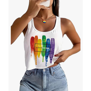 Pride Tank Top for Women LGBTQ Proud Month Crop Tops Rainbow Graphic Sleeveless Shirts size L