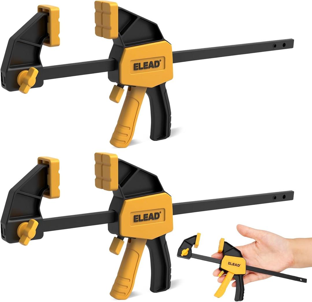 6" Mini Bar Clamps for Woodworking, 2-Piece One-Handed F Clamp/Spreader, 75LBS Load Limit Wood Clamp, Quick Release Grip Clamps for Table Wood Working, Light-duty Tools