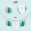 The Big One Highchair Banner - Sea Blue High Chair banner, Surf Beach First Birthday Decor Tassel, Under the Sea 1st Birthday High Chair Banner for Cake Smash, Photo Props