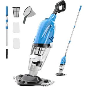 Cordless Handheld Pool Vacuum, Pool Vacuum for Above Ground Pool with Telescopic Pole, Rechargeable Pool Cleaner 18.5 Gal/Min Suction, 80 Min Runtime, Dual-Filter Cleaning System (2025 Upgraded)