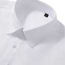 Mens Wrinkle Free Dress Shirts Regular Fit Long Sleeve Non Iron Business Casual Wedding Stretch Button Down Shirt (White, L)