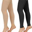 2 Pairs Compression Stockings for Women & Men, 20-30mmHg Thigh High Compression Socks, Footless Medical Socks with Silicone Dot Band--Best Support for Sports Varicose Veins (Black&Beige,L)