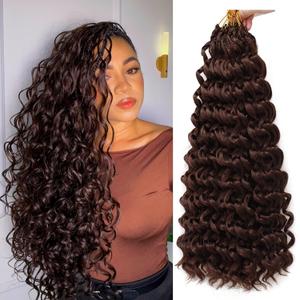 8Packs Curly Crochet Hair Boho Ocean Wave Crochet Hair 18Inch Pre Looped Crochet Hair for Black Women Pre Twisted Bench Curl Crotchet Hair(33#, 18inch)