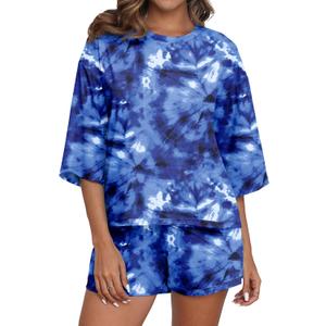 PrinStory Womens Pajama Sets Short Sleeve Pajamas Set for Women 2 Piece Soft Pjs with Pockets (M)