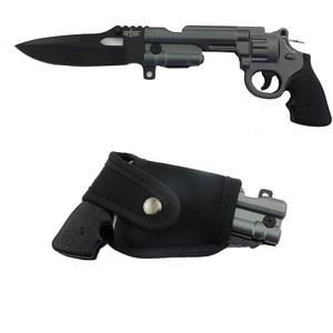 Revolver Folding Knife 44 Mag Assist Open Pocket Knife Tool (Gunmetal)
