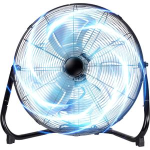 20 Inch Floor Fan,Heavy Duty Metal Industrial Fan - High Velocity Fan with 3 Speeds & Tilt, Powerful Metal Fan for Shop, Garage, Patio & Bedroom, Small