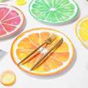 10 Inch Melamine Dinner Plates, Fruit Salad Dishes Set of 4, Summer Dessert Plate for Appetizer, Snacks and Side Plates, Birthday Party Lightweight Plates (Red/Green/Yellow/Orange)