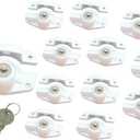 QCAA Heavy Duty Keyed Sash Lock, Child-Proof Security, Only Unlock with Key, CTC 1.77", White, 12 Pack, Made in Taiwan