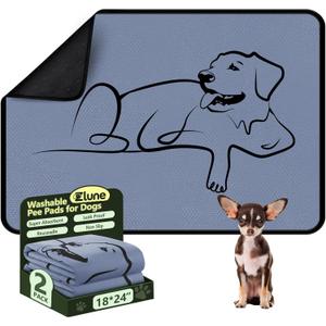 2 Pack Washable Pee Pads for Dogs 18"x24", Reusable Training Puppy pads Absorbency Non-Slip & Leak-Proof for Pet Whelping Box Playpen Crate Sofa Bed Floors (Gray)