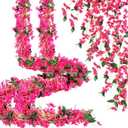 Thiccywoov 24 Pcs 70.8" Artificial Bougainvillea Flowers Garland Totally 141.4 ft Fake Silk Bougainvillea Vines Long Plant Faux Wreaths for Centerpieces Runner Wedding Arch Wall (Rose Red), 5.9 Ft