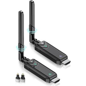 Wireless HDMI Transmitter and Receiver,1312FT/400m 4K Decode1080P Output Plug&Play 2.4G/5.8G Portable HDMI Wireless for Streaming Video and Audio to Monitor from Laptop/PC/TV Box/Projector (Black)