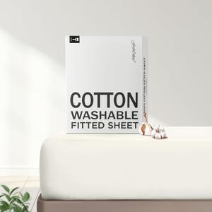 FreshCulture Pure Cotton Fitted Sheets King Size, 300 Thread Count Percale Sheets for King Size Bed, Soft & Breathable Cotton Sheets, Luxury Fitted Sheets Only (King,Ivory)