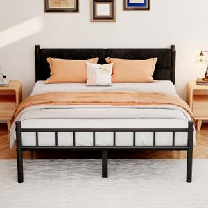 Metal Bed Frame,14Inch Full Bed Frame with Headboard,Heavy Duty Sturdy Mattress Foundation,Easy Assembly,No Box Spring Needed,Black Full Size