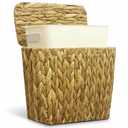 Yatmung Wicker Trash Can Small Bathroom Trash Can with Lid - Boho Waste Basket for Bedroom, Living Room, Office - Natural Water Hyacinth - Narrow Garbage Can with Removable Liner