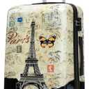 InUSA Paris Print Luggage with Spinner Wheels | Durable Lightweight Hardside Suitcase | Travel Bag with Handle and Trolley | 24-Inch Medium Checked luggage,24 Inch, Hardside Medium Checked Luggage Suitcase With Spinner Wheels, Paris