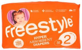 Freestyle Size 2 Hyper Absorbent Diapers 32 One Pack, 6 Pack