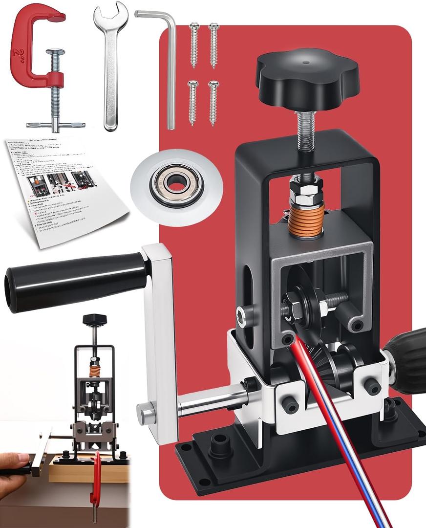 Wire Stripper Machine, 0.06-1 inch Manual Wire Stripping Machine with Replacement Blade, Drill Powered Hand Crank Cable Stripper Tool for Electric Cable Stripping & Scrap Copper Recycling