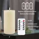 Flameless Flickering 4" x8" Real Wax Ivory Remote Candles with Candle Grease, Pack of 2 Timer LED Battery Operated Fake Warm Light Pillar Candles for Home, Banquet, Ceremony Decoration
