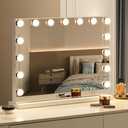 Vanity Mirror with Lights, 23"x18" Lighted Makeup Mirror for Desk/Wall Mount, 15 Led Bulbs, 3 Lighting Modes for College Dorm, Bedroom & Dressing Room (White)