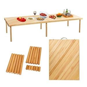 Zupemo 80"x30" Boho Wooden Picnic Table, Portable Outdoor Low Picnic Table with Adjustable Legs 13" & 16" for Floor Seating, Beach, Camping, BBQ, Backyard, 80x30in Seating for 12 People N03