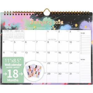 3 x 2026-2027 Wall Calendar, Calendar 2026-2027, 18 Monthly Wall Calendar from January 2026 to June 2027, 11 x 8.5 Inches Thick Paper, Large Ruled Blocks Monthly Calendar, for Home or Office Easy Organizing (Color1)
