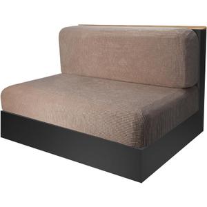 RunNico RV Dinette Cushion Cover-Elastic Camper Cushion Slipcovers-Stretchable Loveseat Sofa Furniture Protector for RV Camper Car Bench (1 Backrest Cover & 1 Bench Cover) (Camel)