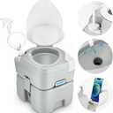 Kohree Camping Toilet Portable 5.3 Gal: 20L Porta Potty for Adults with Diagonal Elongated Bowl Seat - Handle Flush Pump Leak-Proof Cassette Toilet for RV Trailer Trucker Boat Marine Home Use