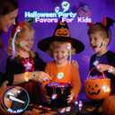 100Pcs Halloween Party Favors for Kids-Halloween Glow in the Dark Party Supplies,Halloween Light Up Necklace Flash Rings,Non-Candy Trick or Treat Goodie Bag Fillers,Classroom Favors Gifts
