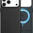 SHIELDON Genuine Leather Case for iPhone 17 Pro Max 6.9" 2025 | Compatible with Magsafe, Magnetic Wireless Charging, Slim Fit, Shockproof, Metal Buttons, Camera Bezel, Protective Phone Cover - Black