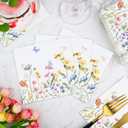 100 PCS Wildflower Cocktail Napkins Disposable Spring Floral Party Napkins 3-Ply Spring Flower Butterfly Paper Napkin for Wedding Bridal Baby Shower Birthday Tea Party Supplies