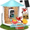 birdsnap TUC Bird Feeder with Camera 2K HD, Solar Panel 32GB Card 4-in-1 Perch, 160View Auto Detect & Notify AI Identify Video Bird Camera Wireless Outdoors Ideal Gift for Birds Lover (Light Blue)