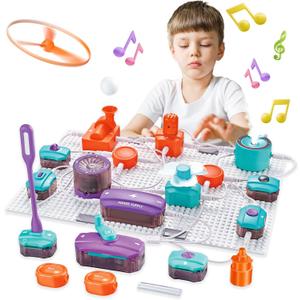 SMILESSKIDDO Circuit Board for Kids, 45 PCS DIY Electronics Exploration Kit with 100+ Projects, Physics Science Experiments, School Family STEM Educational Toy Gift for Kids 6+