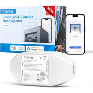meross Smart Garage Door Opener Remote, Compatible with Amazon Alexa, Google Assistant and SmartThings, Enhanced Compatibility, App/Voice Control (Non HomeKit Version)