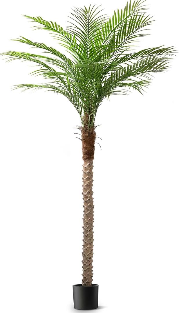 Artificial Phoenix Palm Tree 7ft Tall Outdoor Indoor Decor Fake Plants with 15 Adjustable Leaves, Large Faux Sago Palm Tree for Home Office Living Room Yard Outside Patio Poolside (1, 7ft)