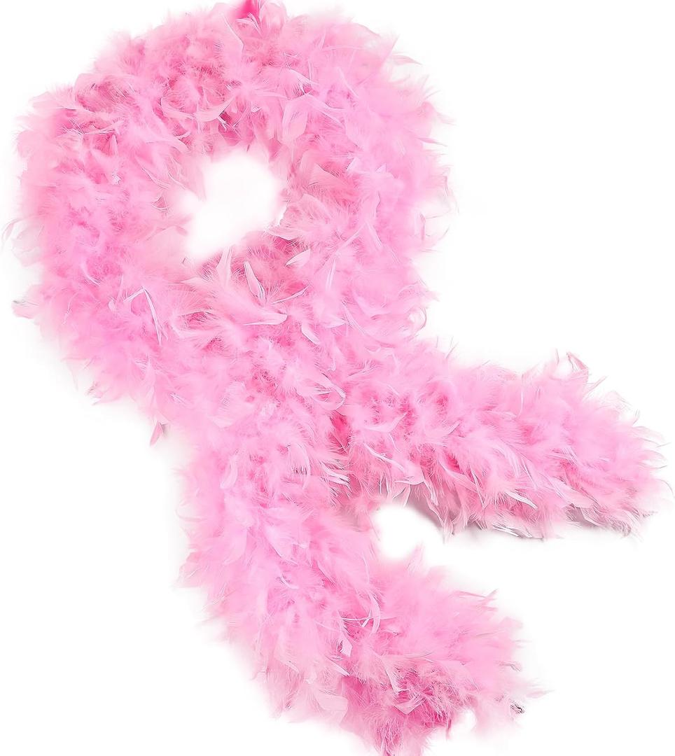 THARAHT Pink Chandelle Turkey Feather Boa 2 Yards 60g for DIY Craft Home Dancing Wedding Party Halloween Costume Decoration Feather Boa