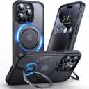 Anqrp 360 All-in-ONE Stand Case for iPhone 15 Pro with Rotatable Magnetic Kickstand Ring Holder, Compatible with MagSafe, MIL-Grade Shockproof iPhone 15 Pro Phone Case Cover 6.1" Black