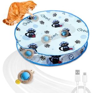 Hyfico Interactive Cat Toys for Indoor Cats Automatic Motion Activated Moving Ball Hide and Seek Game for Indoor, Cat Balls with 28 Inch Play Mat