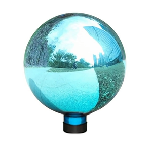 VCUTEKA Gazing Ball, Glass Mirror Polished Hollow Ball Reflective Garden Sphere, Gazing Globe for Home Garden Lawn Outdoor Ornament Yard Decorative 10-Inch, Blue