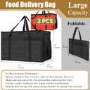 PEASUG 2 Pcs Insulated Bags for Food Delivery, XXXL Pizza Delivery Bags, Large Capacity Cooler Bag Keep Food Warm for Grocery Shopping and Catering, Foldable, Heavy-Duty (Red+ Black)